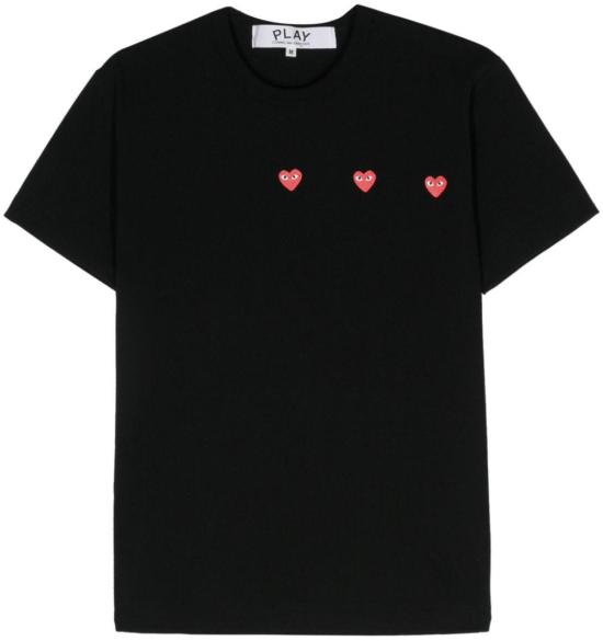 26SS 꼼데가르송 트리플 하트 프린트 티셔츠 AXT337D1 BLACK