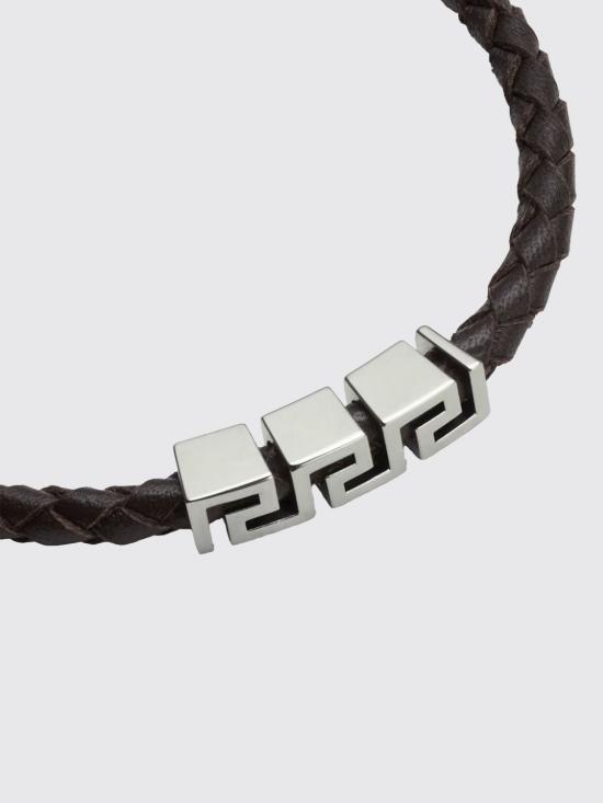 26SS 베르사체 그레카 레더 브레이슬릿 10227921A00637 1NB2P Steel - VERSACE
