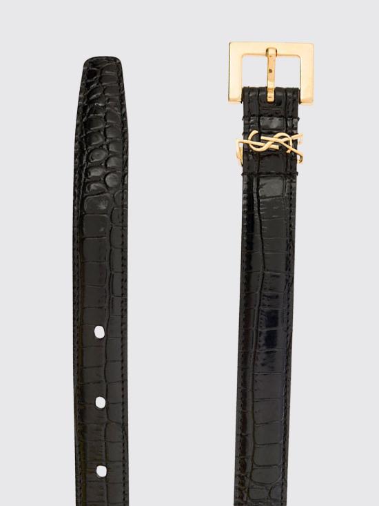 26SS 생로랑 카산드라 씬 스퀘어 버클 벨트 554465DND0J 1000 Black - SAINT LAURENT