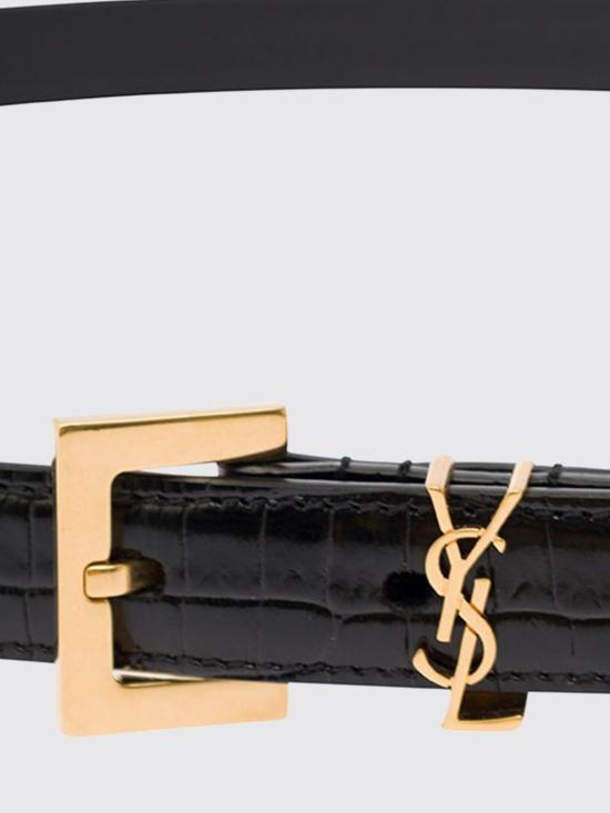 26SS 생로랑 카산드라 씬 스퀘어 버클 벨트 554465DND0J 1000 Black - SAINT LAURENT