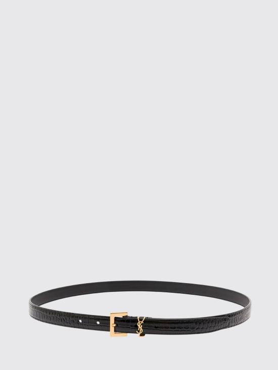 26SS 생로랑 카산드라 씬 스퀘어 버클 벨트 554465DND0J 1000 Black