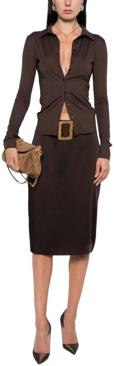 25FW 톰포드 미디 스커트 GC5818FAX1524KB870 BROWN - TOMFORD