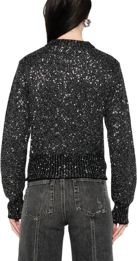  골든구스 전면 시퀸 울 블렌드 크롭 스웨터 GWP01165P00182390100 BLACK - GOLDEN GOOSE