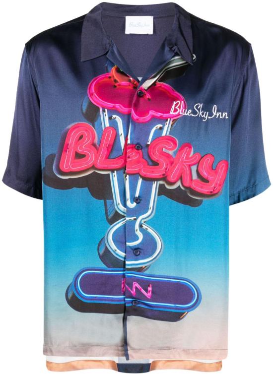  블루스카이인 반팔 셔츠 BS2302SH040PRINTMIL BLUE