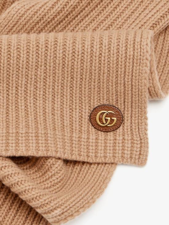26FW 구찌 더블 G 울 캐시미어 스카프 773426 3GB02 Brown - GUCCI