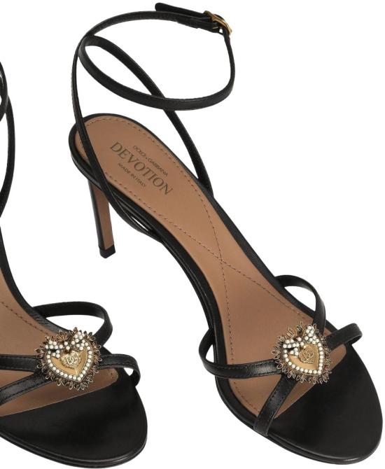 26SS 돌체앤가바나 디보션 카프스킨 샌들힐 CR1983AP41280999 BLACK - DOLCE & GABBANA