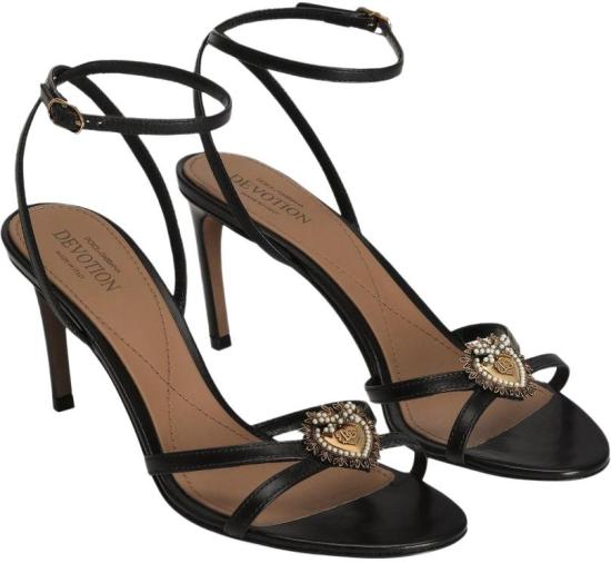 26SS 돌체앤가바나 디보션 카프스킨 샌들힐 CR1983AP41280999 BLACK - DOLCE & GABBANA