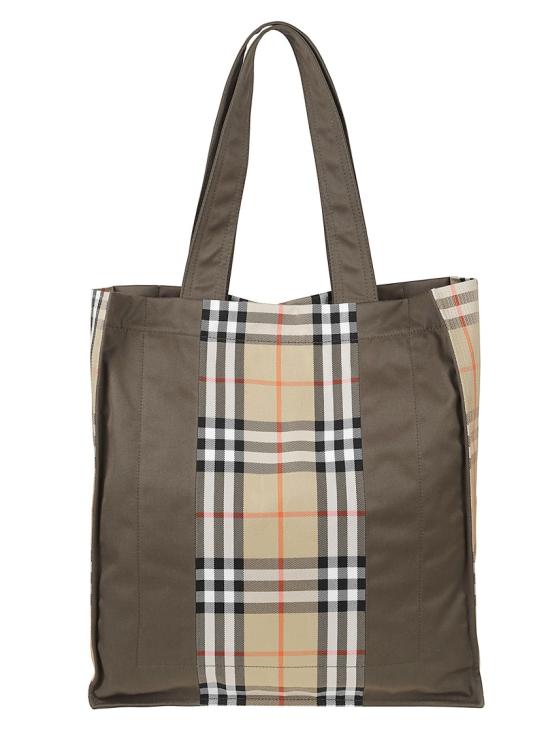 26SS 버버리 체크 트렌치 토트 8119072 A1336 Brown - BURBERRY