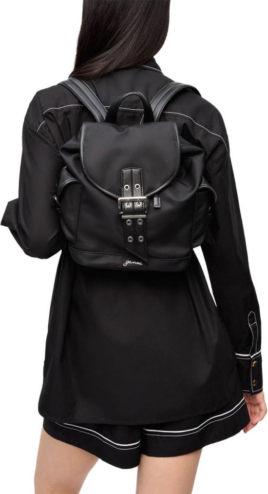 25FW 가니 스몰 버키 나일론 백팩 A6528099 BLACK - GANNI