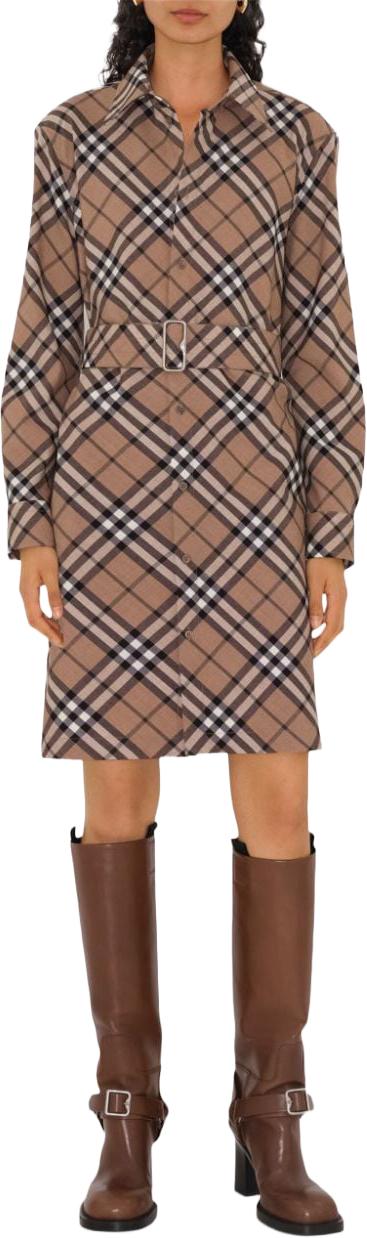  버버리 체크 울 블렌드 셔츠 드레스 8095080C1202 BEIGE - BURBERRY