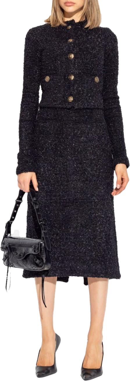 25SS 발렌시아가 트위드 미디 스커트 793601T33281000 BLACK - BALENCIAGA