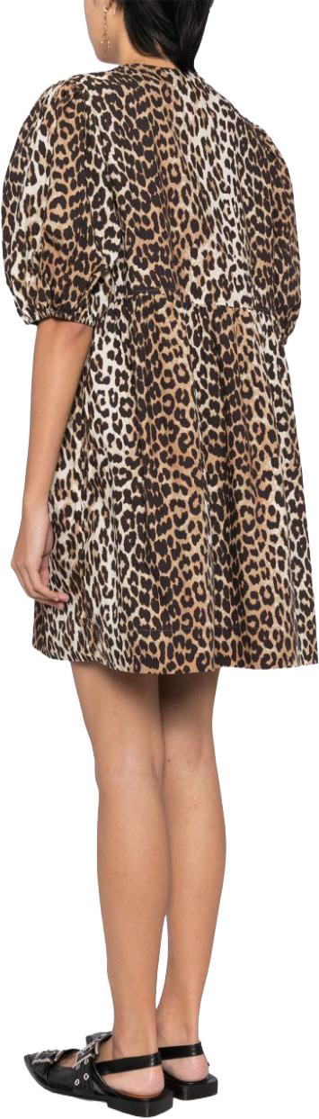 25FW 가니 프린티드 타이 스트링 포플린 미니 드레스 F9758943 BROWN - GANNI