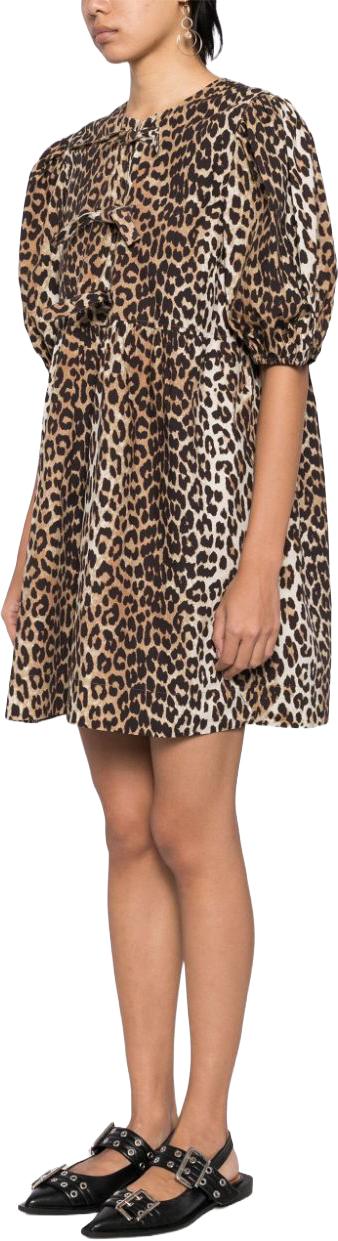 25FW 가니 프린티드 타이 스트링 포플린 미니 드레스 F9758943 BROWN - GANNI