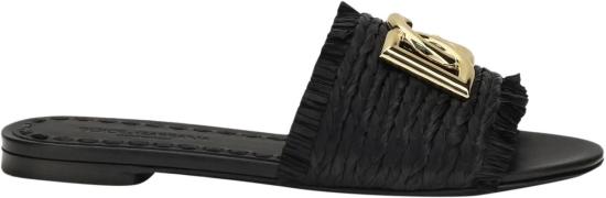 26SS 돌체앤가바나 라피아 브레이드 슬리퍼 CQ0646AN2178B956 BLACK