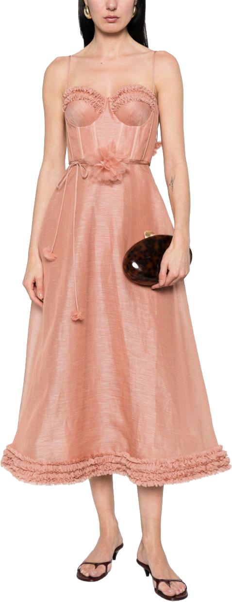 26SS 짐머만 미디 원피스 7568DS261PEO PINK - ZIMMERMANN