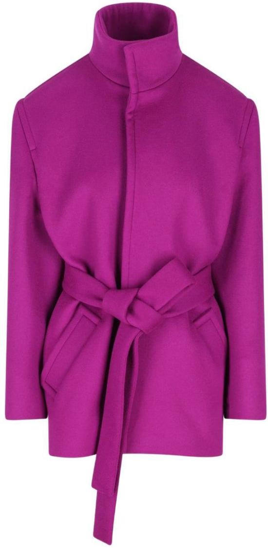 25FW 생로랑 울 소재 박시핏 벨트 코트 850307Y060R5051 PURPLE