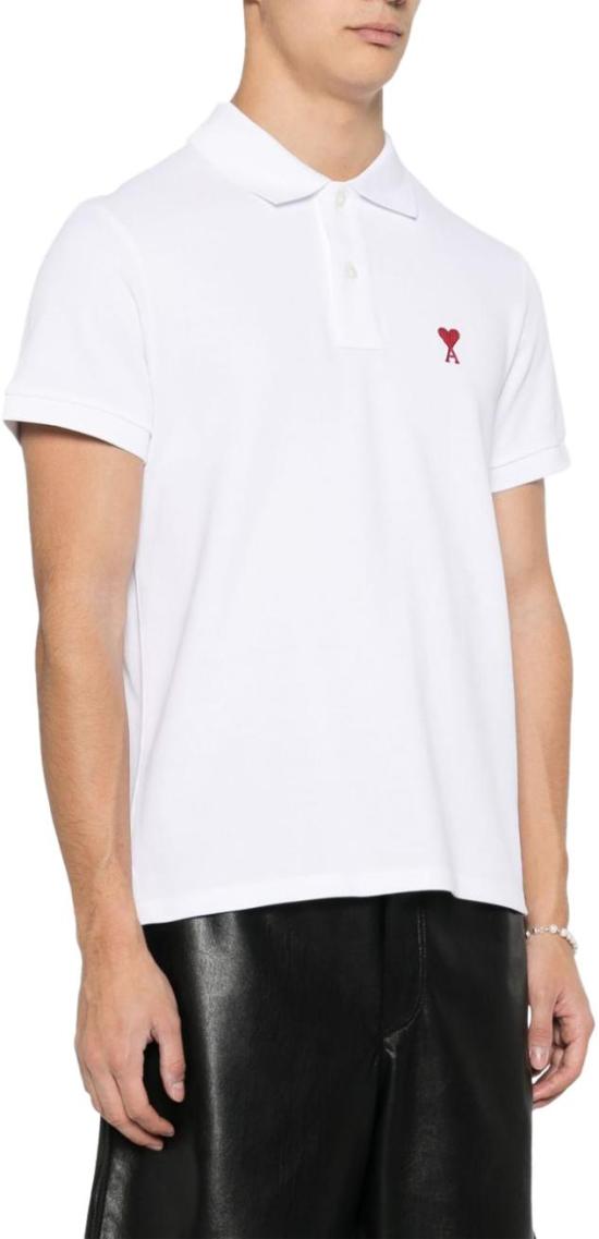 26SS 아미 스몰 하트 로고 폴로 셔츠 BFUPL001D760100 WHITE - AMI