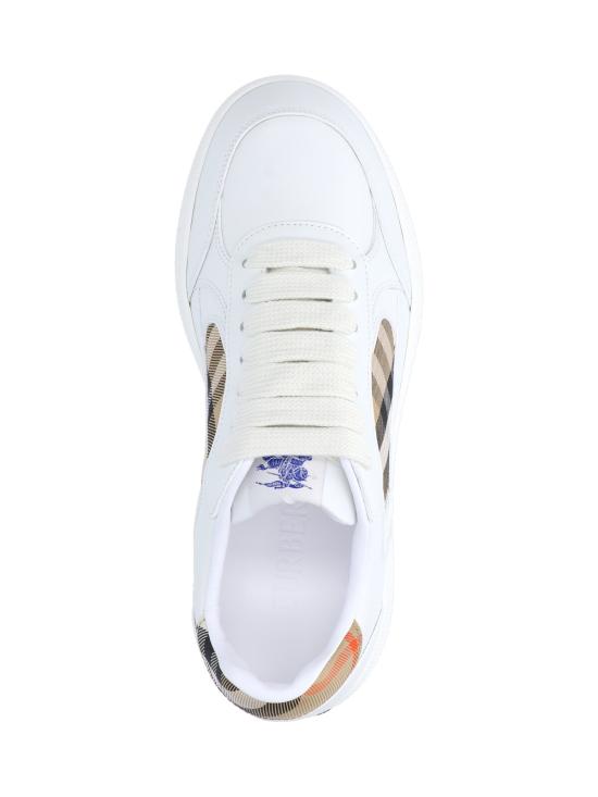 26FW 버버리 레더 체크 테라스 스니커즈 8108649 A1464 White - BURBERRY