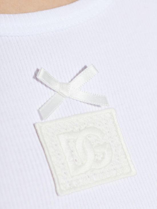 26SS 돌체앤가바나 DG 자수 & 라인스톤 립 탱크탑 F8V40ZGDDCPW0800 WHITE - DOLCE & GABBANA