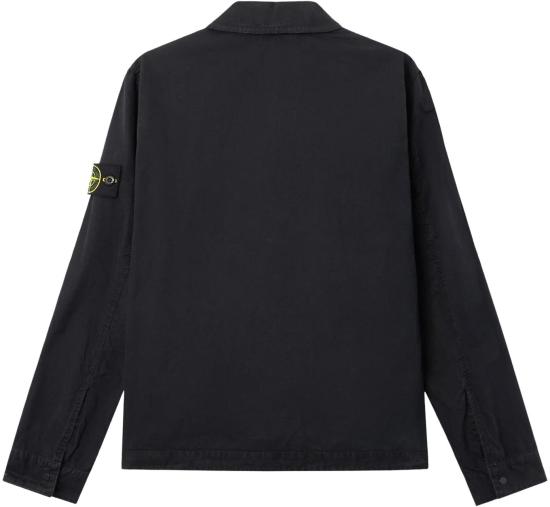 26SS 스톤 아일랜드 포켓 브러쉬드 오가닉 코튼 캔버스 올드 이펙트 레귤러 핏 집업 오버셔츠 1200008S00WNV0129 BLACK - STONE ISLAND