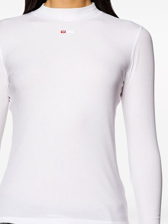 26FW 디젤 T 목키 Ls 마이크로디브 모크넥 립드 티셔츠 A10399 0BLAN100 Bianco - DIESEL