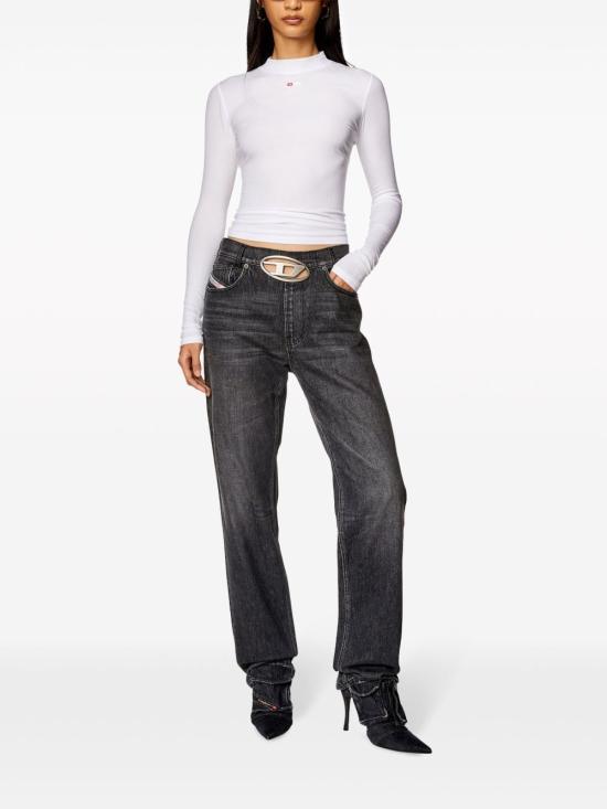 26FW 디젤 T 목키 Ls 마이크로디브 모크넥 립드 티셔츠 A10399 0BLAN100 Bianco - DIESEL