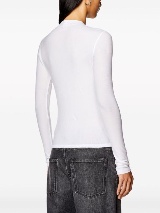 26FW 디젤 T 목키 Ls 마이크로디브 모크넥 립드 티셔츠 A10399 0BLAN100 Bianco - DIESEL