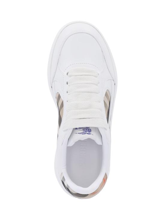 26FW 버버리 레더 체크 테라스 스니커즈 8108654 A1464 White - BURBERRY