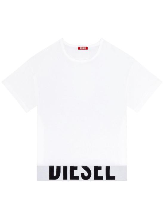 26FW 디젤 유프티 스포츠 로고 밴드 크롭 티셔츠 A14593 0HMAU100 Bianco