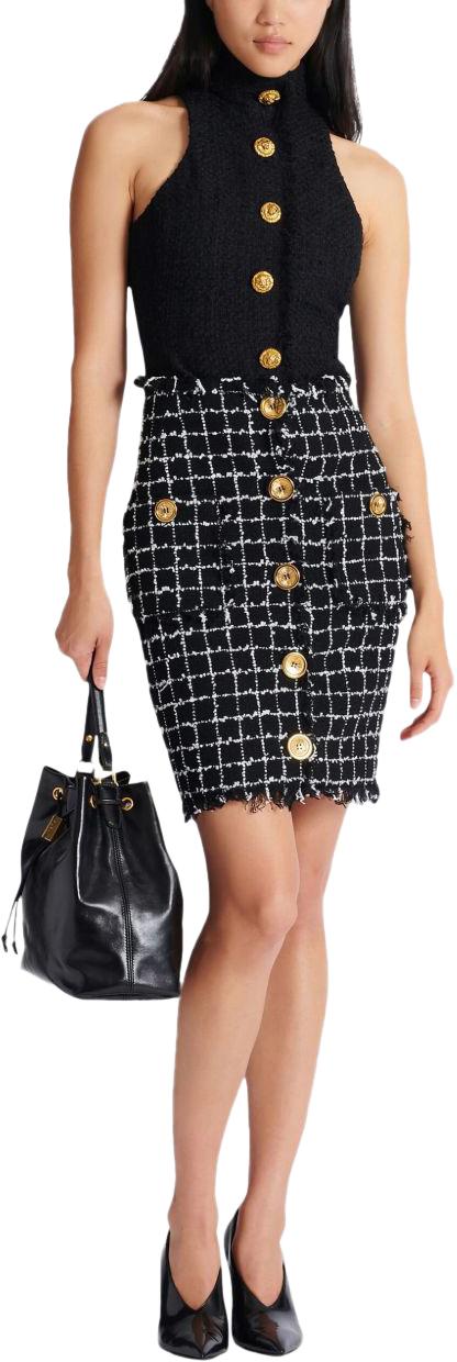 26SS 발망 숏 스커트 GF1LC885XL62EAB BLACK - BALMAIN