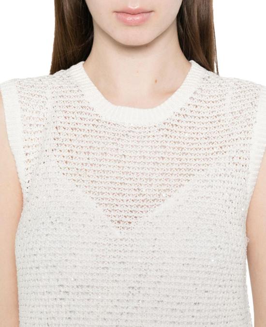 26SS 파비아나 필리피 시퀸 코튼 테이프 미니 드레스 ABD276F593M120VR1 WHITE - FABIANA FILIPPI
