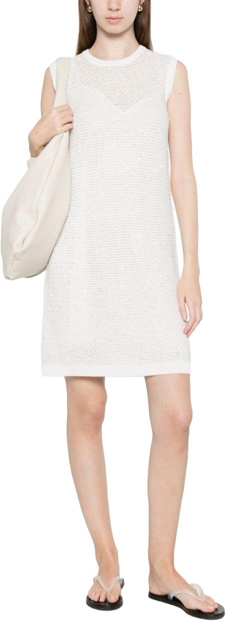 26SS 파비아나 필리피 시퀸 코튼 테이프 미니 드레스 ABD276F593M120VR1 WHITE - FABIANA FILIPPI