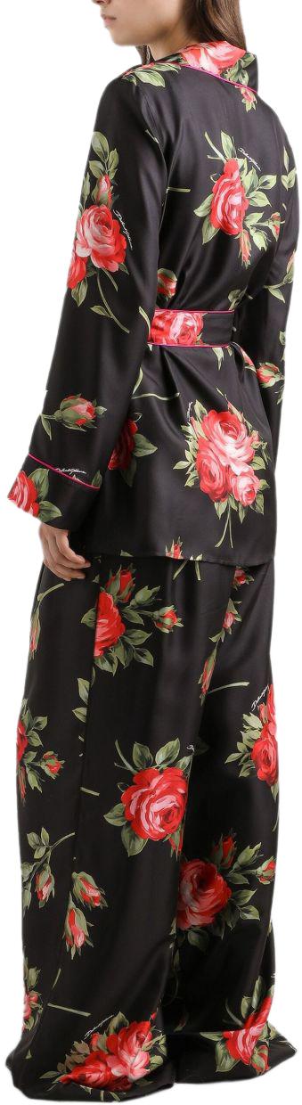26SS 돌체앤가바나 로즈 프린트 실크 하보타이 파자마 셔츠 F5Q03TIS11GHN5ZN BLACK - DOLCE & GABBANA