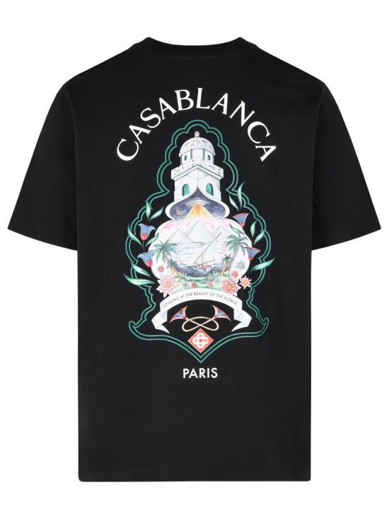26FW 카사블랑카 반팔 티셔츠 M PF26 JTS 001 02BLACK JERSEY HOTEL EMBLEM Black - CASABLANCA