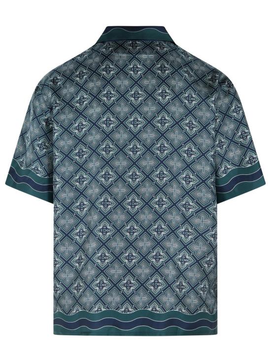 26FW 카사블랑카 반팔 셔츠 M PF26 SH 003 08SILK TWILL RADIATING MONOGRAM Green - CASABLANCA