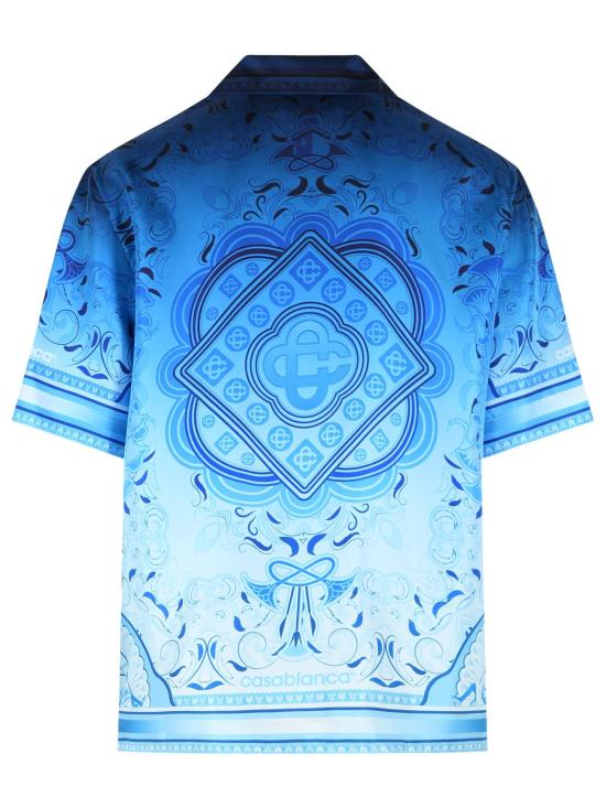 26FW 카사블랑카 반팔 셔츠 M PF26 SH 003 07SILK TWILL EGYPTION RUG Light Blue - CASABLANCA