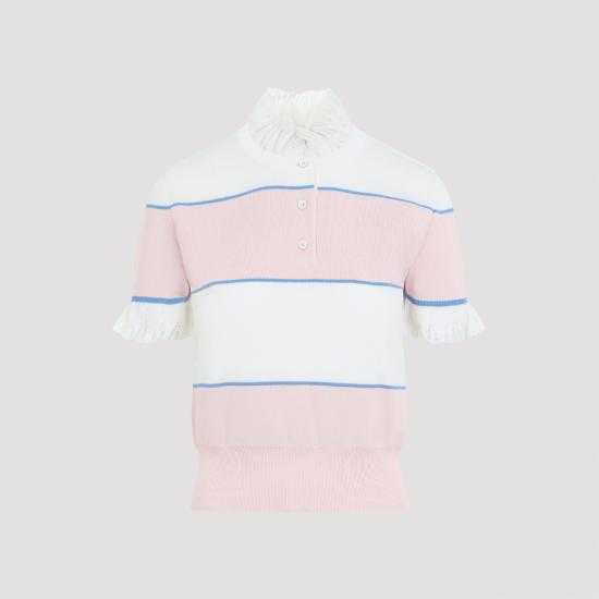 26FW 알렉산더 맥퀸 폴로 티셔츠 870464 Q1BG9 9318 IVORY PINK BLUE