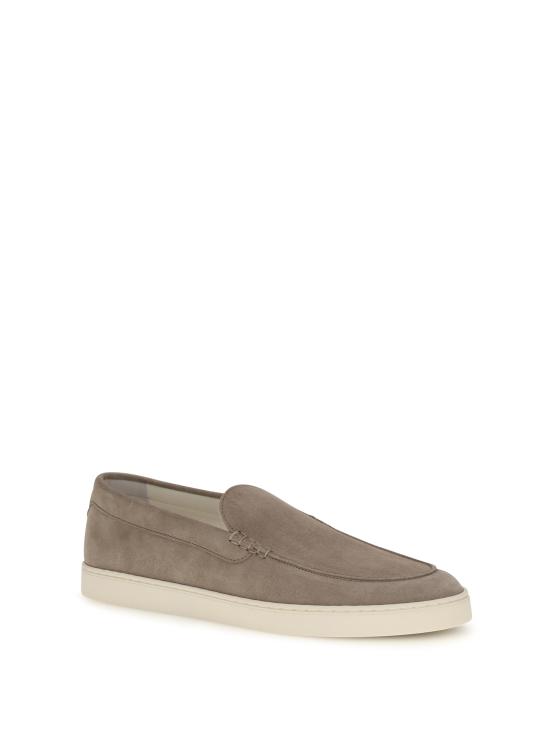26FW 브루넬로 쿠치넬리 로퍼 스타일 셰브런 패턴 스웨이드 스니커즈 MZUHVSP335 C4298 GREY - BRUNELLO CUCINELLI