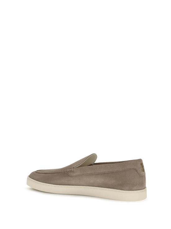 26FW 브루넬로 쿠치넬리 로퍼 스타일 셰브런 패턴 스웨이드 스니커즈 MZUHVSP335 C4298 GREY - BRUNELLO CUCINELLI