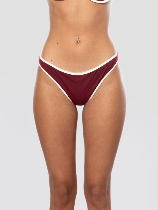 26SS 세인트바쓰 비키니 수영복 Slip da Bagno con Profili a Contrasto Bordeaux/Bianco