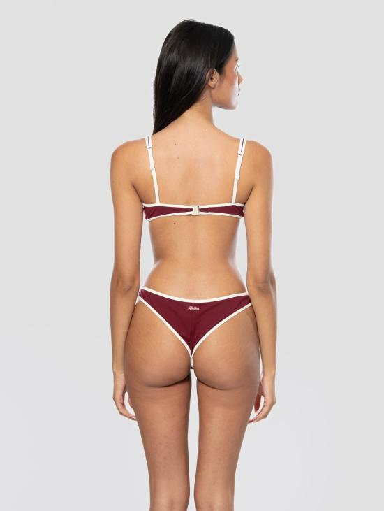 26SS 세인트바쓰 비키니 수영복 Balconcino con Profili a Contrasto Bordeaux/Bianco 의상을 입으세요. - MC2 SAINT BARTH