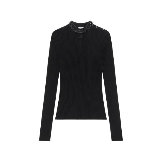 26FW 쿠레쥬 긴팔 티셔츠 326MPU285FI 0001 9999 BLACK