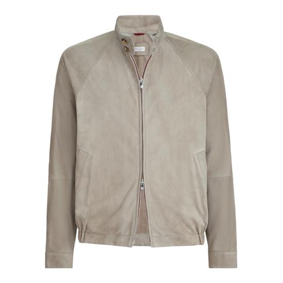 26SS 브루넬로 쿠치넬리 스탠드 칼라 스웨이드 블루종 MPCFN2065 C8087 NEUTRALS