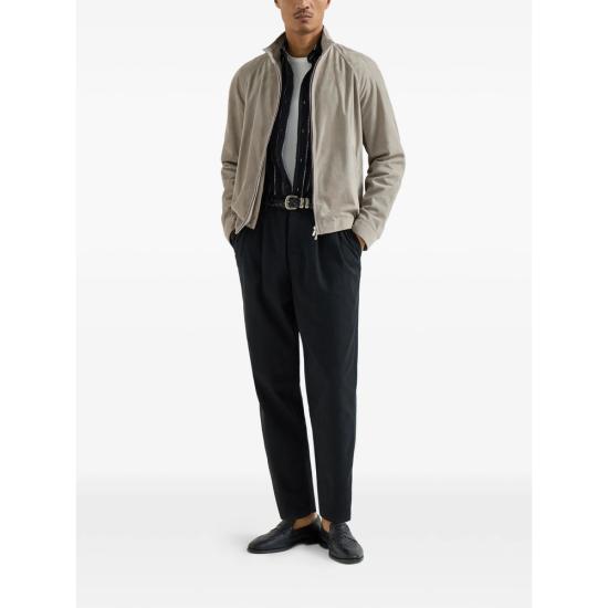 26SS 브루넬로 쿠치넬리 스탠드 칼라 스웨이드 블루종 MPCFN2065 C8087 NEUTRALS - BRUNELLO CUCINELLI