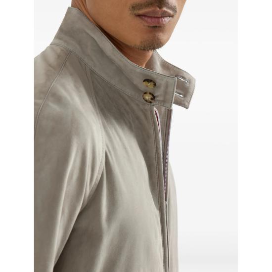 26SS 브루넬로 쿠치넬리 스탠드 칼라 스웨이드 블루종 MPCFN2065 C8087 NEUTRALS - BRUNELLO CUCINELLI