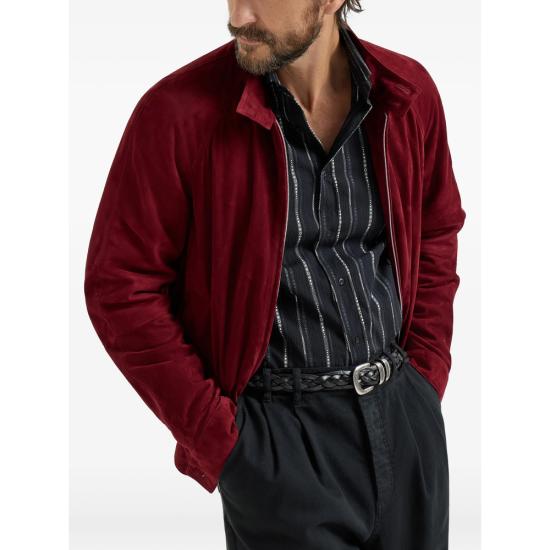 26SS 브루넬로 쿠치넬리 스탠드 칼라 스웨이드 블루종 MPCFN2065 C8524 RED - BRUNELLO CUCINELLI