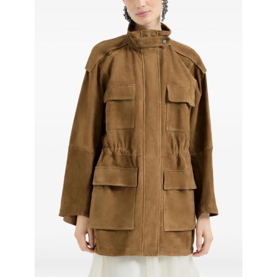 26SS 브루넬로 쿠치넬리 스웨이드 트윌 사파리 재킷 MPCAI7853 C9267 BROWN - BRUNELLO CUCINELLI