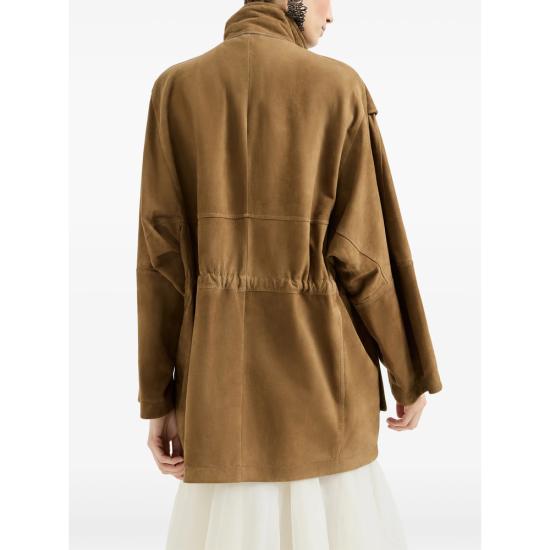 26SS 브루넬로 쿠치넬리 스웨이드 트윌 사파리 재킷 MPCAI7853 C9267 BROWN - BRUNELLO CUCINELLI