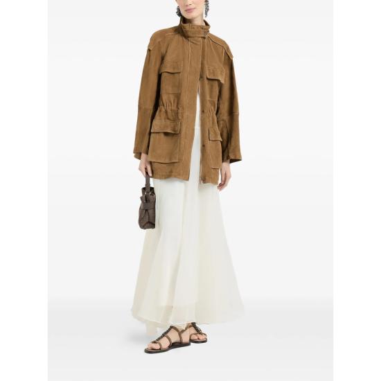26SS 브루넬로 쿠치넬리 스웨이드 트윌 사파리 재킷 MPCAI7853 C9267 BROWN - BRUNELLO CUCINELLI