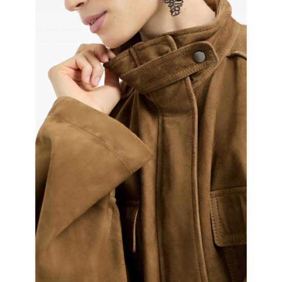 26SS 브루넬로 쿠치넬리 스웨이드 트윌 사파리 재킷 MPCAI7853 C9267 BROWN - BRUNELLO CUCINELLI